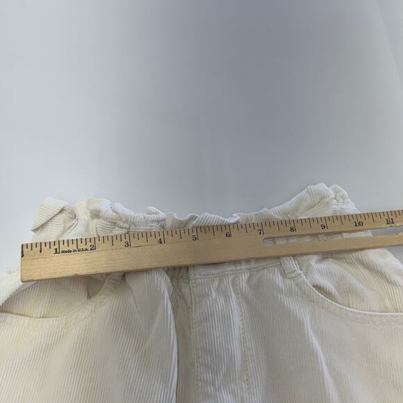 Zara Pants Womens 2 White Paperbag Waist Barrel Leg Corduroy High Rise - Picture 7 of 9